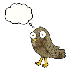 thought bubble textured cartoon bird