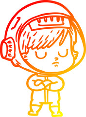 warm gradient line drawing cartoon astronaut woman