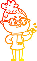 warm gradient line drawing cartoon annoyed woman