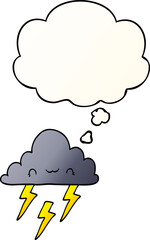 cartoon storm cloud and thought bubble in smooth gradient style