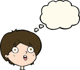 cartoon amazed expression with thought bubble