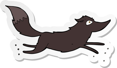 sticker of a cartoon wolf running