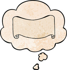 cartoon banner and thought bubble in grunge texture pattern style