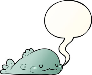 cute cartoon fish and speech bubble in smooth gradient style