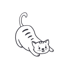 Cute cartoon cat. Doodle cat. Coloring. Vector illustration