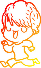 warm gradient line drawing cartoon woman talking