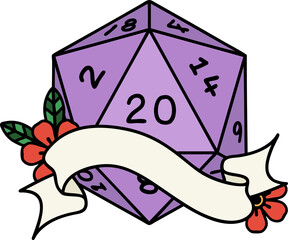 natural twenty D20 dice roll illustration