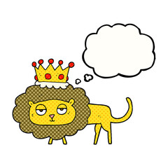 thought bubble cartoon lion with crown