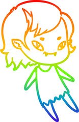 rainbow gradient line drawing cartoon friendly vampire girl
