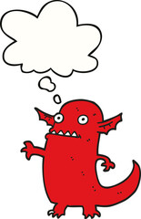 cartoon halloween monster and thought bubble