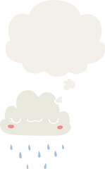 cartoon storm cloud and thought bubble in retro style
