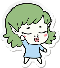 sticker of a pretty cartoon elf girl