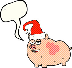 comic book speech bubble cartoon christmas pig