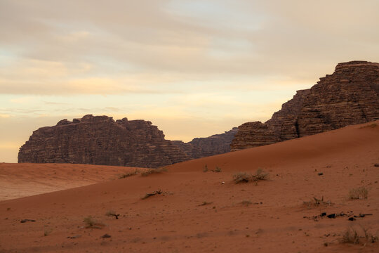 Orange sunset in a red valley