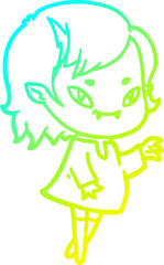 cold gradient line drawing cartoon friendly vampire girl