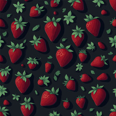 Seamless patterns of strawberries - vector illustration