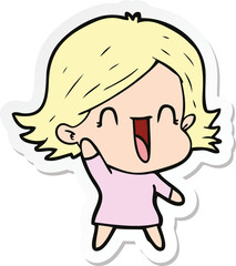 Obraz premium sticker of a cartoon happy woman