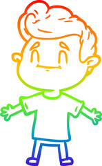 rainbow gradient line drawing happy cartoon man