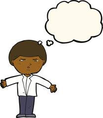 cartoon annoyed man with thought bubble