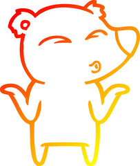 warm gradient line drawing cartoon bear shrugging