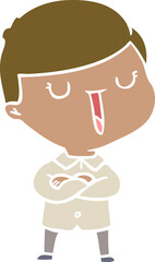 flat color style cartoon happy boy