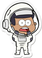 sticker of a cartoon surprised astronaut