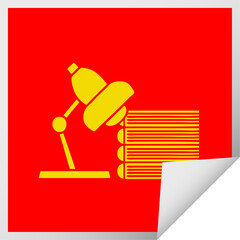 square peeling sticker cartoon study books and lamp