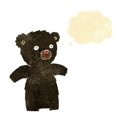 cartoon black bear with thought bubble