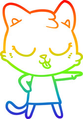 rainbow gradient line drawing cartoon car pointing