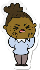 sticker of a cartoon angry woman