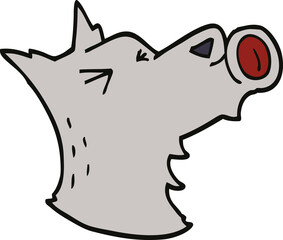 cartoon doodle howling wolf