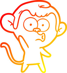 warm gradient line drawing cartoon hooting monkey