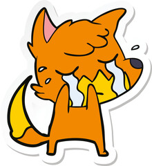 sticker of a crying fox cartoon