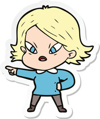 sticker of a cartoon stressed woman