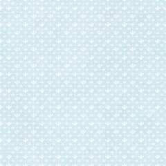 Seamless pattern with vintage white repeating twigs with leaves on blue paper background. Watercolor hand drawn illustration sketch