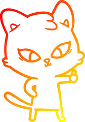 warm gradient line drawing cute cartoon cat