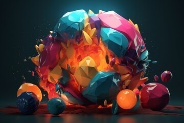 A colorful abstract design with a mix of organic and geometric shapes, Generative AI