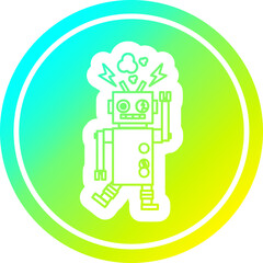 malfunctioning robot circular in cold gradient spectrum
