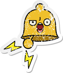 distressed sticker of a cute cartoon ringing bell