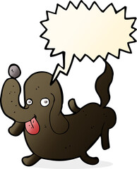 cartoon dog sticking out tongue with speech bubble