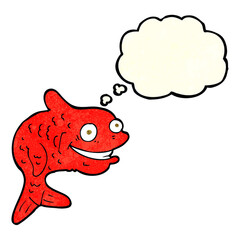 cartoon happy fish with thought bubble