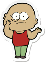 sticker of a cartoon bald man staring