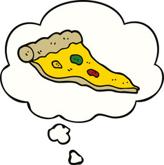 cartoon pizza and thought bubble