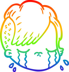 rainbow gradient line drawing cartoon female face