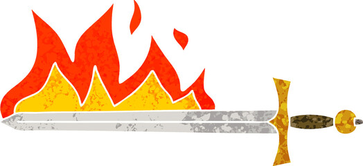 quirky retro illustration style cartoon flaming sword © lineartestpilot