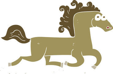 flat color illustration of a cartoon running horse