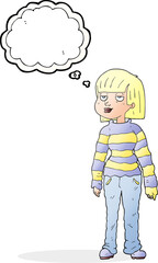 thought bubble cartoon woman in casual clothes
