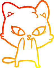 warm gradient line drawing cute cartoon cat