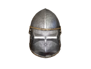 medieval iron knight mask isolated on white background