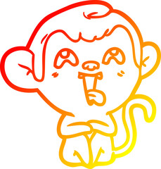 warm gradient line drawing crazy cartoon monkey